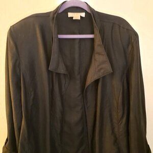 ELANA Black 100% linen unlined open front jacket Size 20 EUC